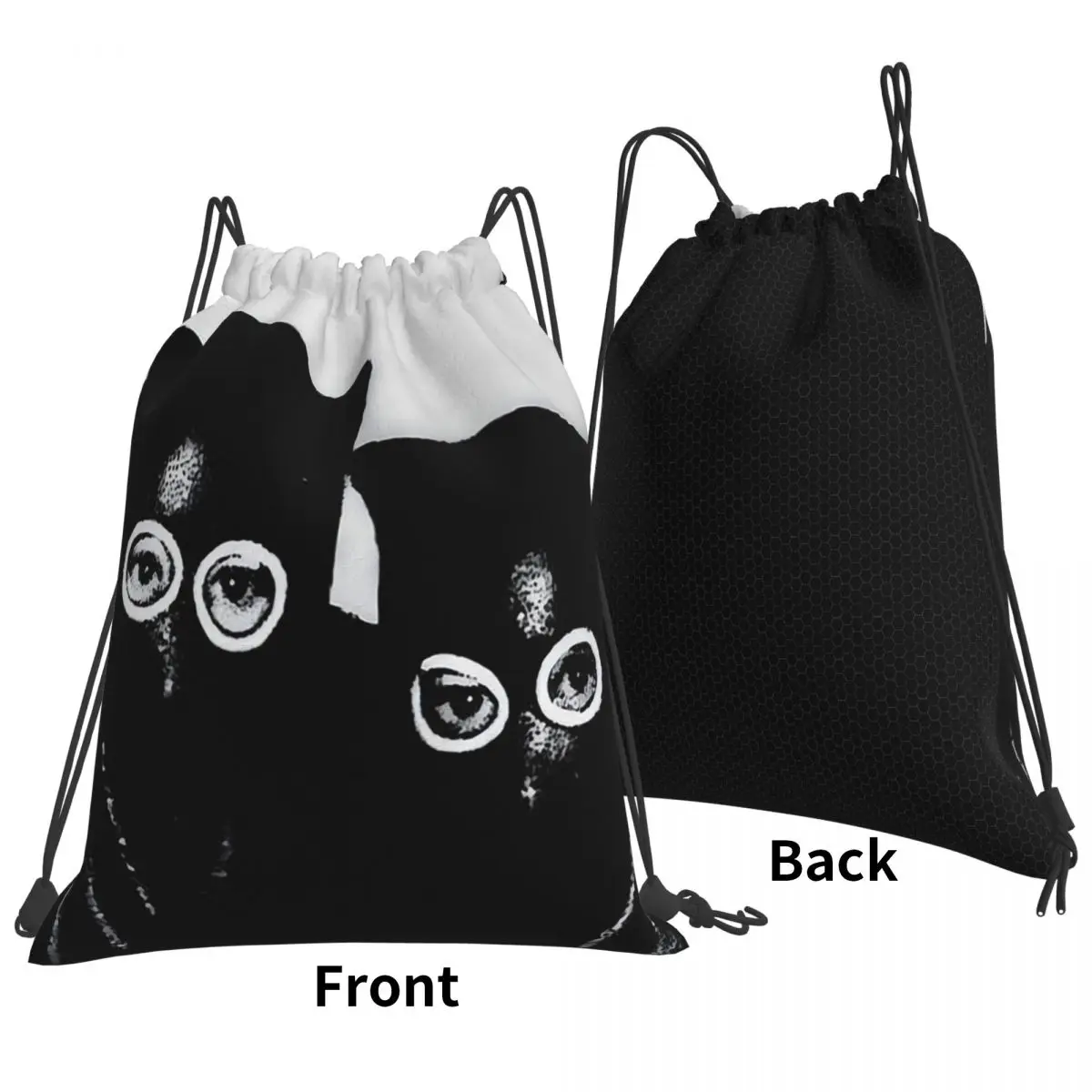 Twin Shadow Cats Backpacks Fashion Drawstring Bundle Pocket Sundries Bag Book Bags for Travel School