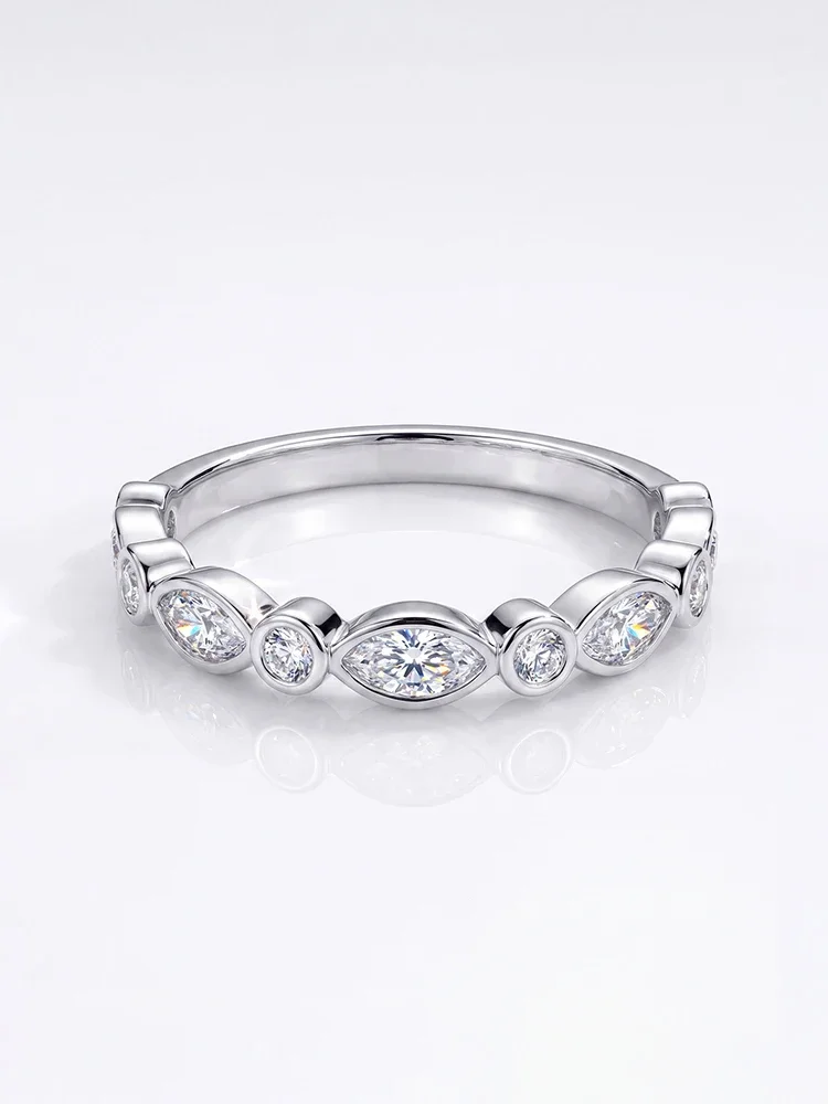 Echte Runde Moissanit-Diamantringe mit Zertifikat für Damen, Jahrestag, Hochzeit, 925 Silberplattierter Schmuck – Detail 5