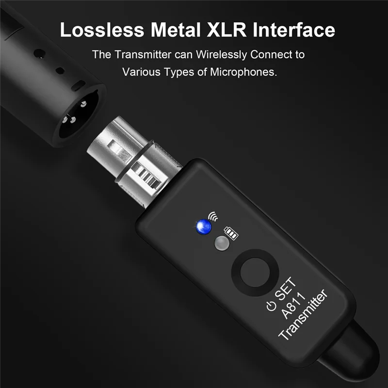 LBER A811 Wireless Microphone Converter Adapter Transmitter And Receiver Wired To Wireless Dynamic Microphone
