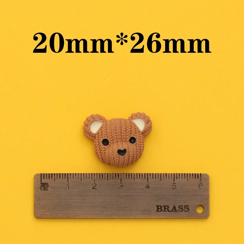 10PCS Brown Creative Cute Cartoon Bear Diy Handmade Resin Decorative Ornaments 3D Kawaii Nail Art Charms Phone Case Accessoies