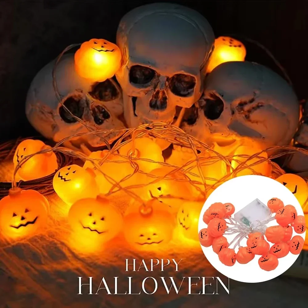 Halloween LED String Lights 10/20 Pumpkin Ghost Witch Shapes Battery Powered Fairy Lights for Indoor Outdoor Party Decorations