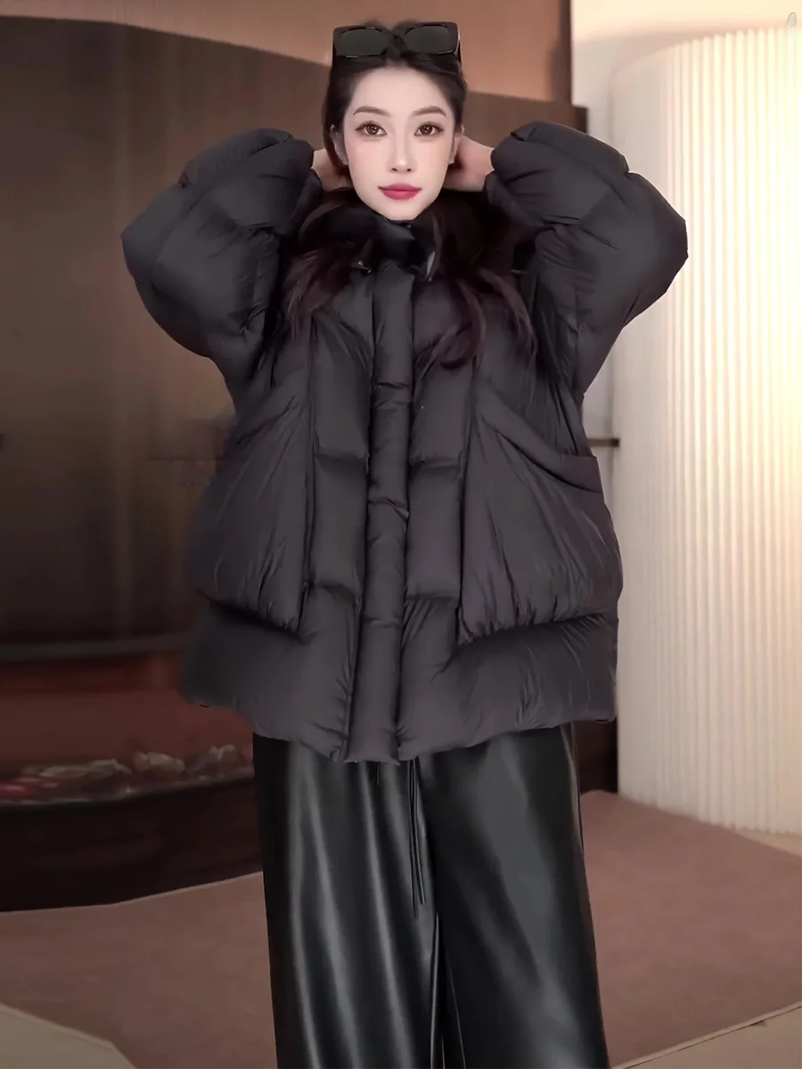 Mujer Thiened blanco Du down Puffer Jaet invierno 2025 nuevo Sle nube espuma sombrero diseño abrigo cálido dulce Sle longitud Regular