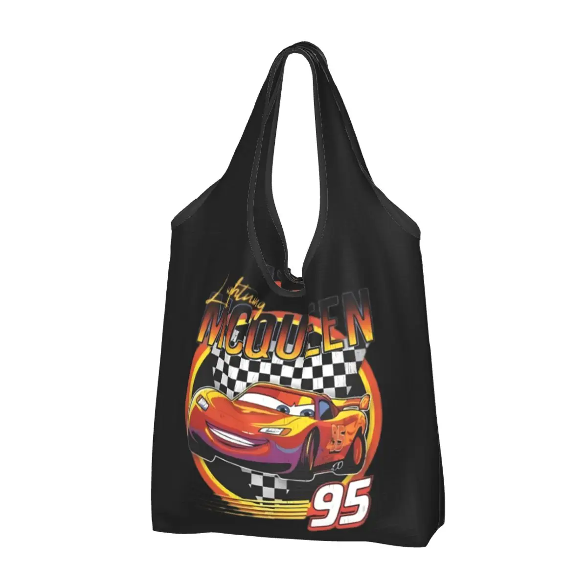 Custom Lightning Mcqueen Cartoon Shopping Bag Women Portable Large Capacity Groceries Cars Tote Shopper Bags