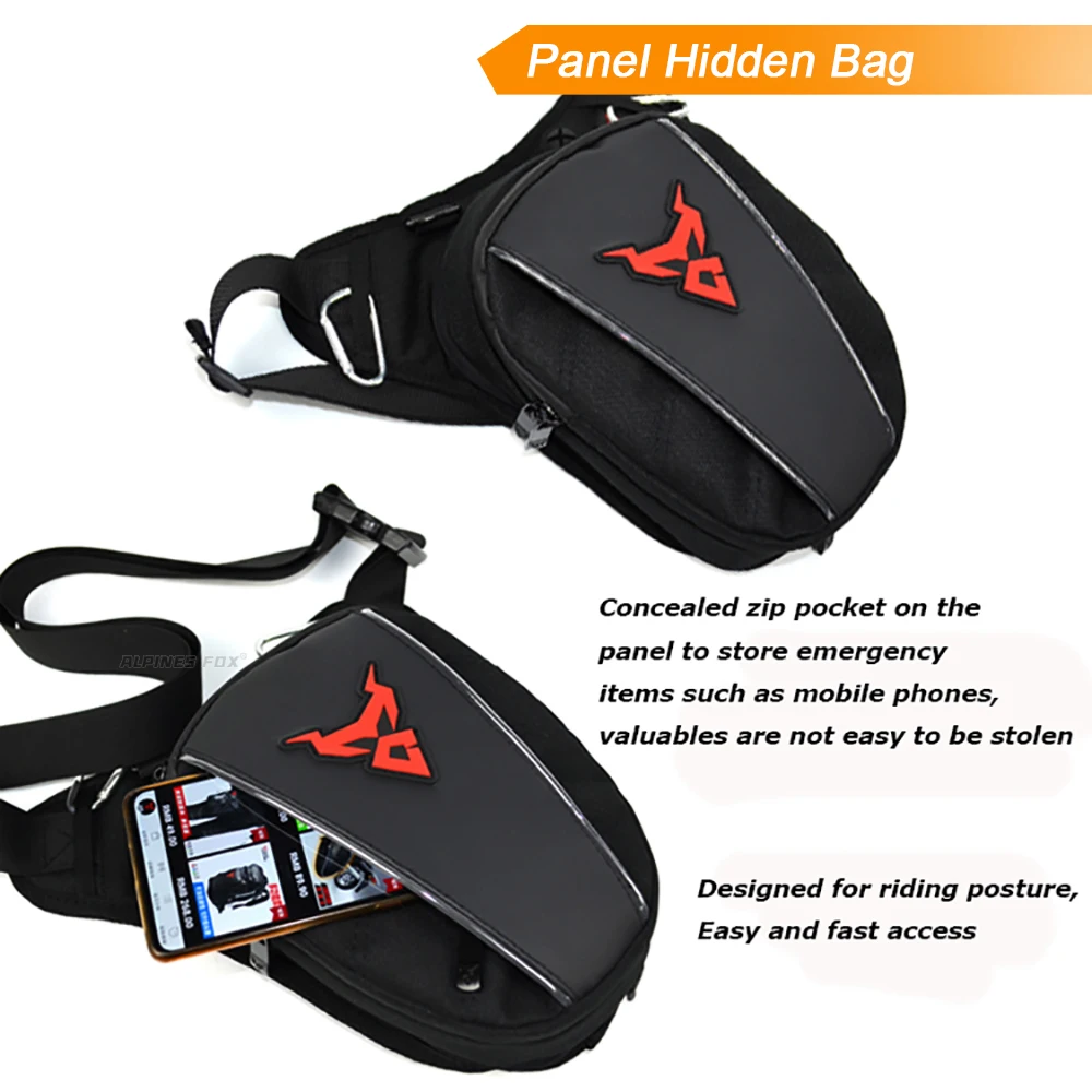 MOTOCENTRIC Waterproof Nylon Motorcycle Drop Leg Bag Motobiker Riding Belt Pouch Pack Waist Bag Belt Pack Travel Shoulder Bag