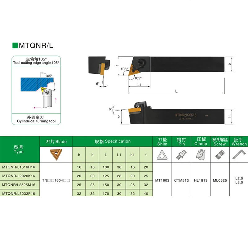 1ชิ้น mtqnr 1616H16 2525M16 2020K16 3232P16ที่จับเครื่องมือกลึงภายนอกเครื่องกลึงโลหะเครื่องมือตัดสำหรับ tnmg คาร์ไบด์แทรก