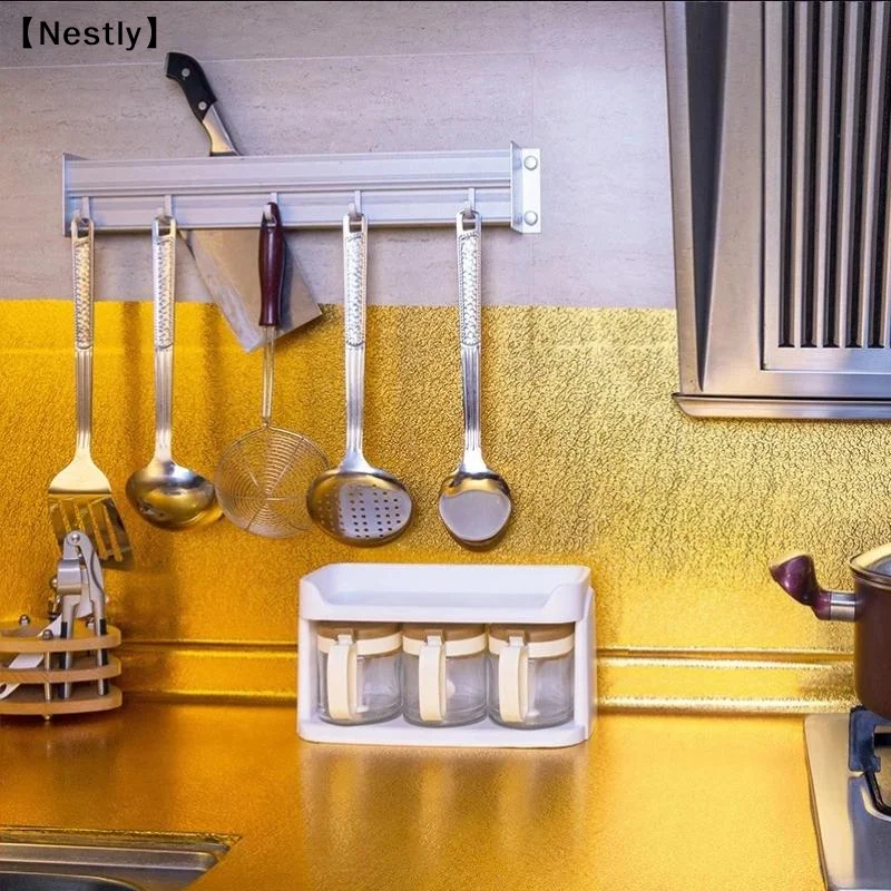 Oil-proof Self Adhesive Stickers Anti Fouling High Temperature Waterproof Aluminum Foil Wallpaper Cabinet Contact Papers〔Nest〕