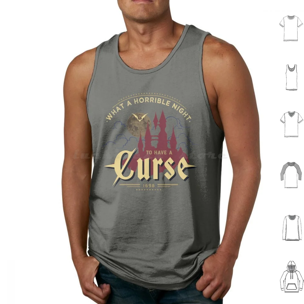 What A Horrible Night To Have A Curse Tank Tops Print Cotton Castlevania Dracula Simon Quest Moon Bat Belmont Course