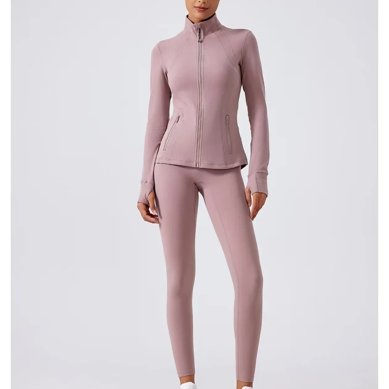 Define Sports Jacket Hip Length Running Buttery-soft Weightless Four-way Stretch Sportswear Women Yoga Athletic Jackets+Leggings