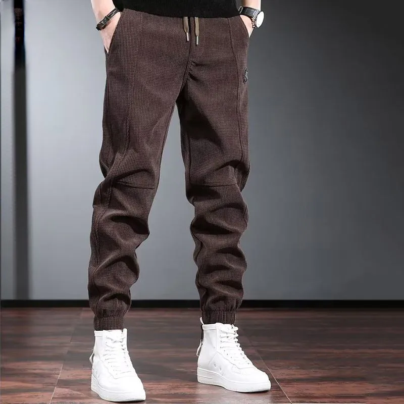 

2024 Autumn Winter KPOP Fashion Style Harajuku Slim Fit Ropa Hombre Loose All Match Sport Casual Pants Solid Pockets Cargo Pants