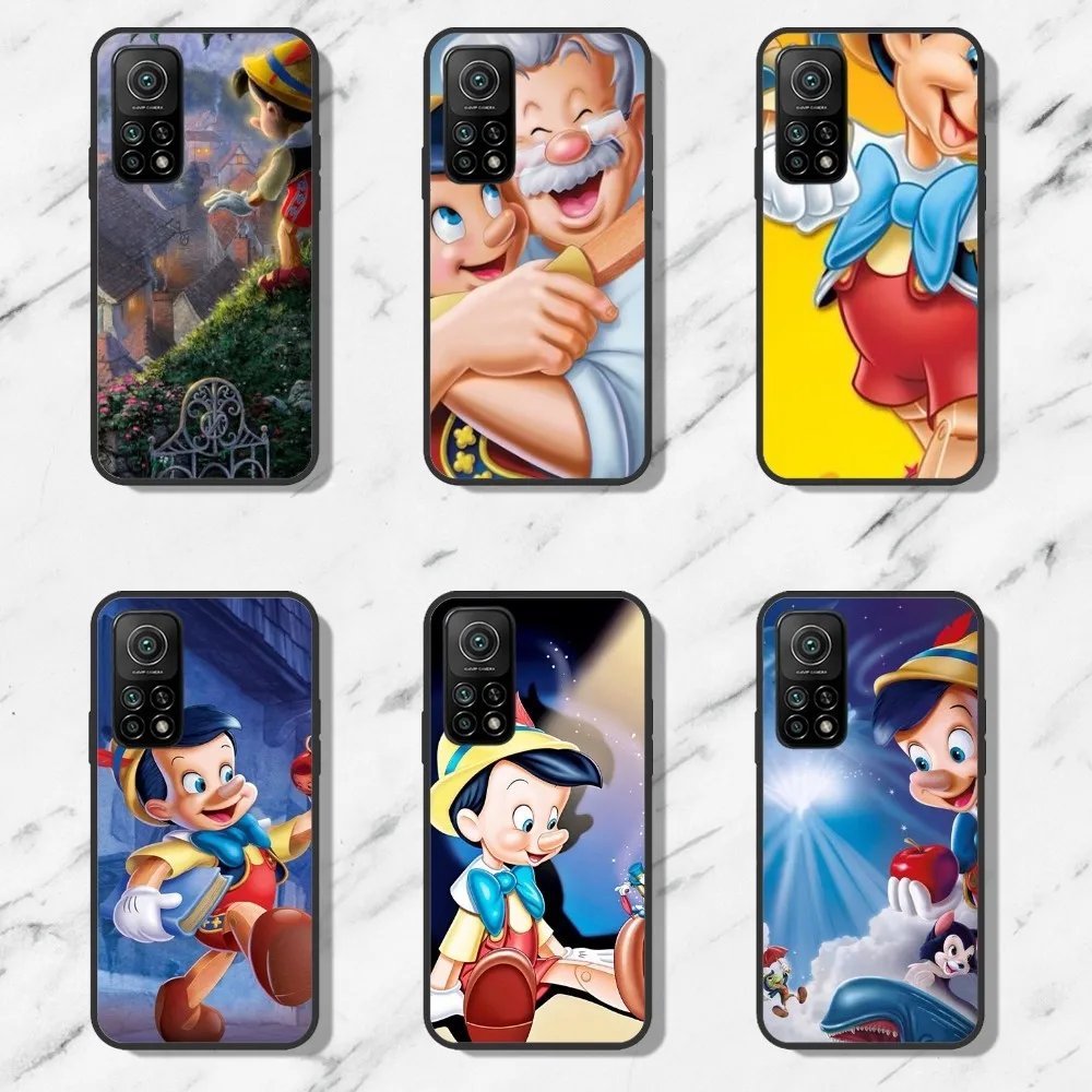 MINISO Funny P-Pinocchio Phone Case For Xiaomi 12U 12pro Redmi 6 6A 7 7A K40pro Note8 Note9 Black Shell