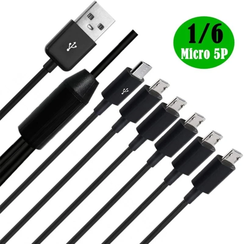 Multi Micro USB Sync Cable 6 in 1 Charging Cord with 6 Micro USB Plug for Mobile