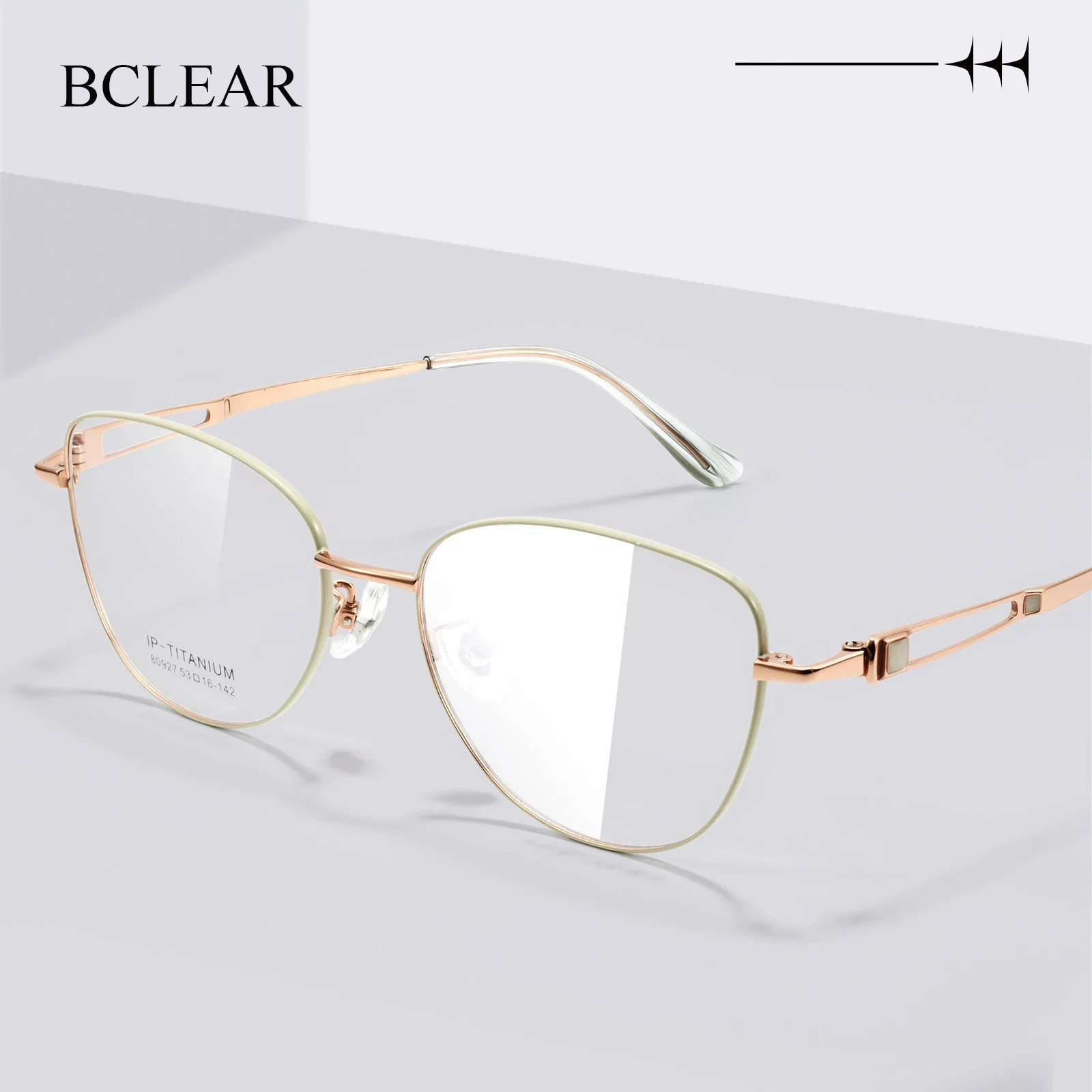 BCLEAR Ultra Light Titanium Cat Eye Eyeglasses Frame Women Thin Metal Myopia Glasses Slim Face Fashion Prescription Spectacles