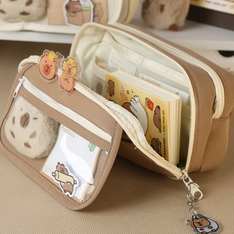 Imagem -04 - Grande Capacidade Kawaii Lápis Case Bonito Tecido Papelaria Bolsa de Alta Aparência Lápis Case Sujo-resistente Novo de