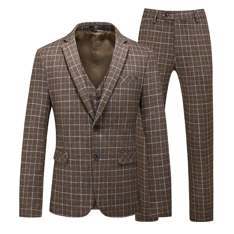 

Men Autumn winter High-end luxury 3 Pieces Classic Blazers Suit Sets Business Blazer +Vest +Pants Suits Men Wedding Party Set