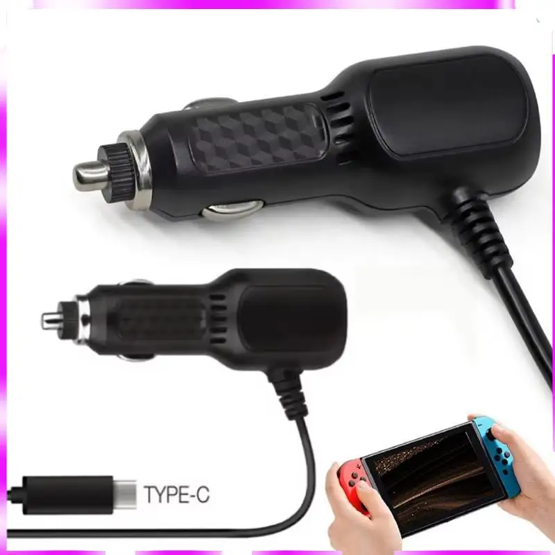 N98R شاحن سيارة عالي السرعة سريع الشحن لـ Switch Lite للتبديل 2 USB نوع C كابل محول الطاقة