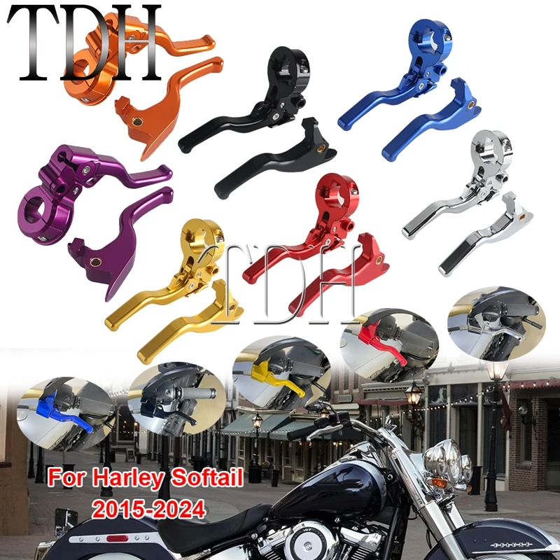 Motorcycle 3-Finger Shorty Brake Lever Easy Pull Clutch Levers Controls For Harley Softail Street Bob FXBB FXBBS FXSB FXBR FXBRS