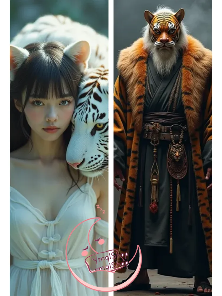 

Dakimakura Cover Unlimited AI Custom Size Double-sided Print Life-size Body Skin-Friendly Fabric kemono tiger body pillow case