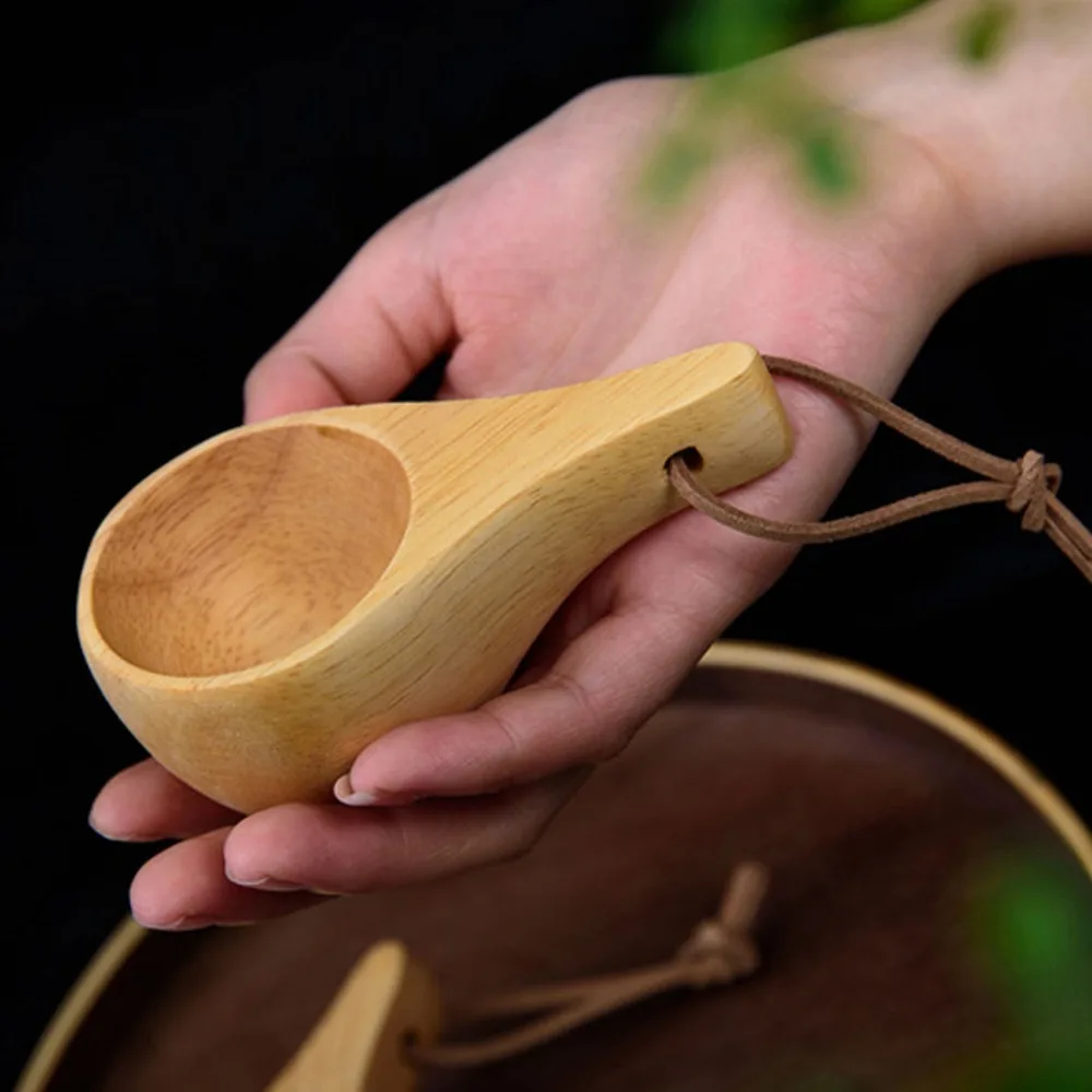 2Pcs Simple 30ml Milk Cup Wood Practical Coffee Mug Solid Polished Outer Drinking Cup Leisure Time