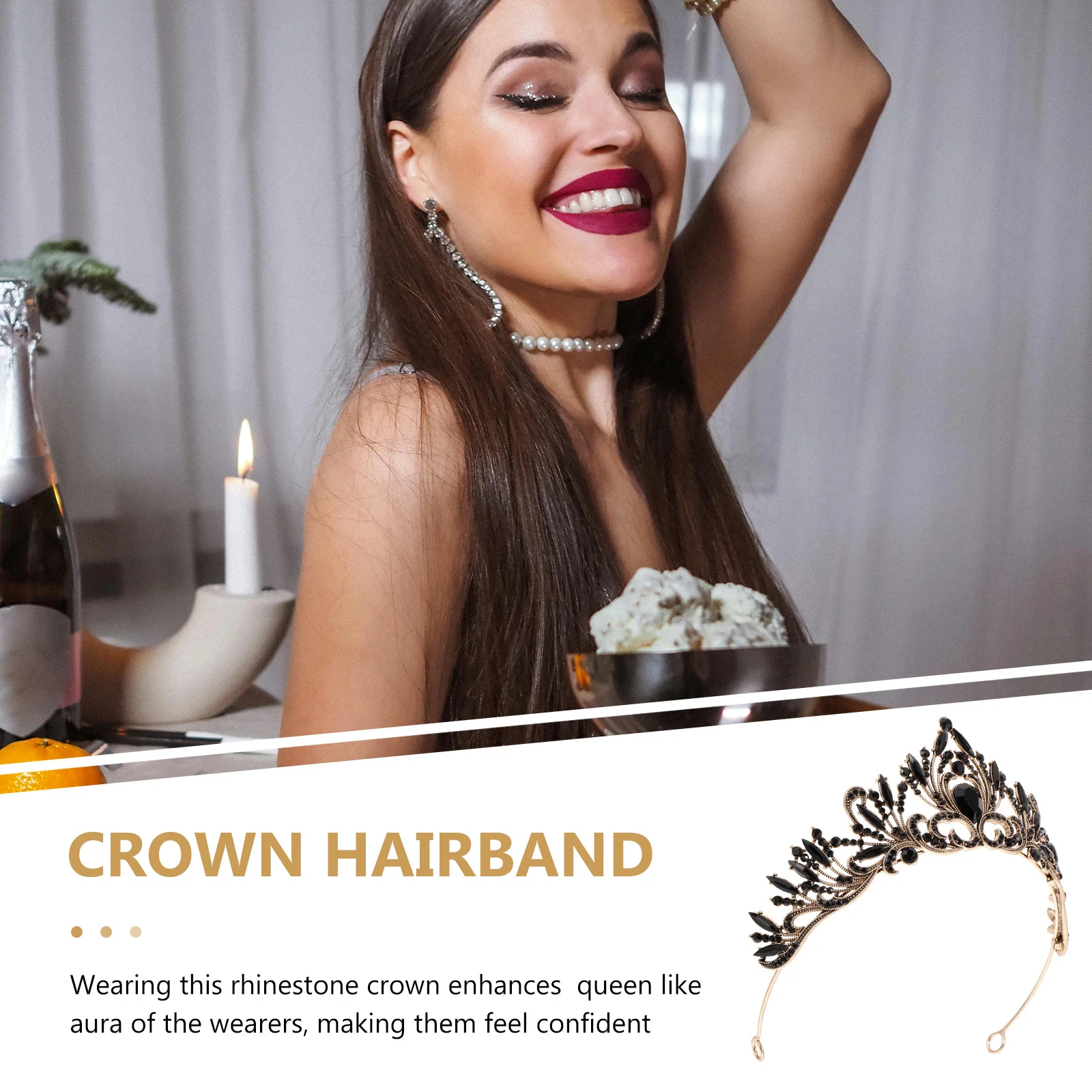 

Sparkling Rhinestone Crown Headband Vintage Bridal Accessory Elegant Durable Wedding Crown for Women and