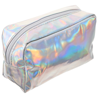 1pc Hand Bag Waterproof Make Up Bag PVC Pouch Wash Toiletry Bag Travel Organizer Case (Silver) Random Style