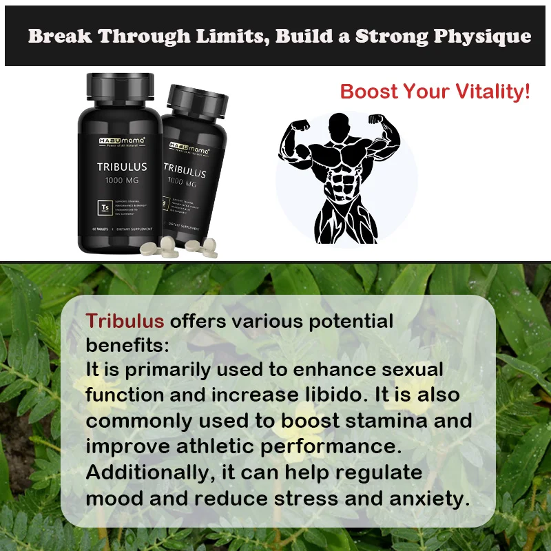 Extra Potency & High Purity - Tribulus 1000MG Supplement Tablets for Men，Boosts Energy, Mood and Performance