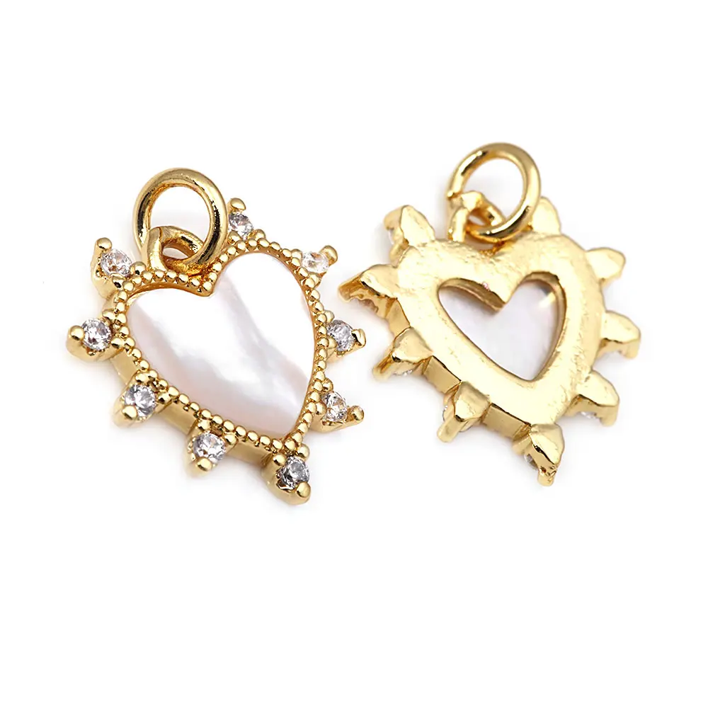 4PCS Brass Zircon Shell Heart Charms Pendants High Quality Necklace Earrings Diy Jewelry Accessories Rosediy official-website