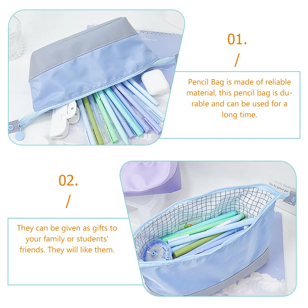

Large Capacity Pencil Bag for Girls White Tea Aesthetic Stationery ganizer Pouch Zipper Portable Case