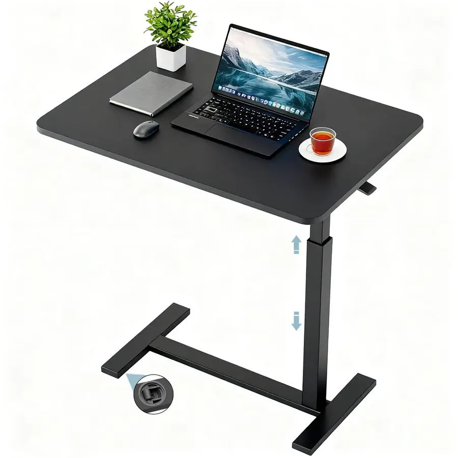 

Прикроватная тумбочка со скрытыми роликами, регулируемый больничный усилитель, прикроватный столик для домашнего использования, столик для ноутбука на колесиках, мобильный стол, черный