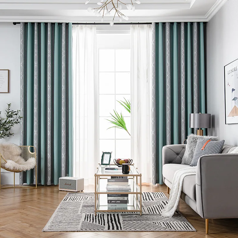 New blue gray mixed color jacquard curtain living room bedroom partition curtain Curtains for Living dining room bedroom