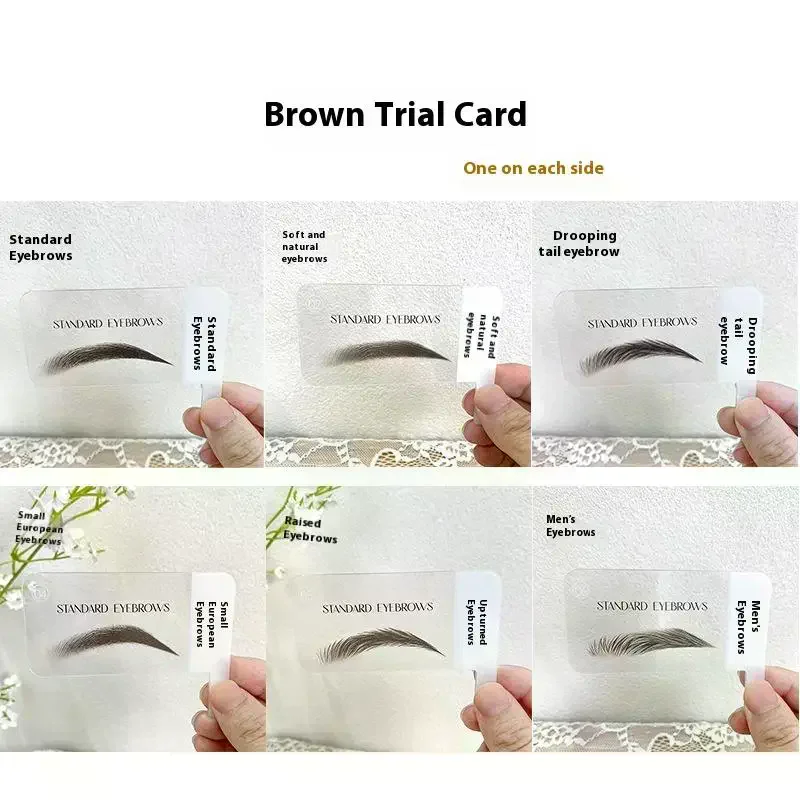 6 pares de cartão de teste em forma de sobrancelha, 6 estilos populares para seleção rápida de clientes, cartão de modelo em forma de sobrancelha, simula o efeito de sobrancelha