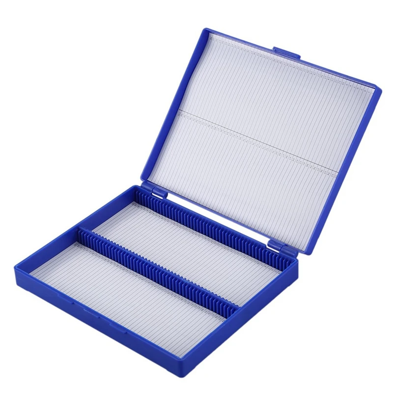 

8X Royal Blue Plastic Rectangle Hold 100 Microslide Slide Microscope Box