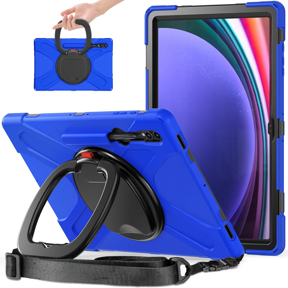 

Portable Tablet Cases For Samsung Galaxy Tab S10 Ultra S8 S9 Ultra Case X910 X900 X920 X926 Cover Rotate Stand Silicone Shell