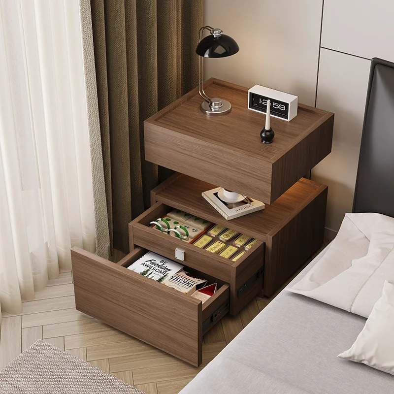 Building block hidden compartment bedside table Locker with hidden compartment drawer Bedside table