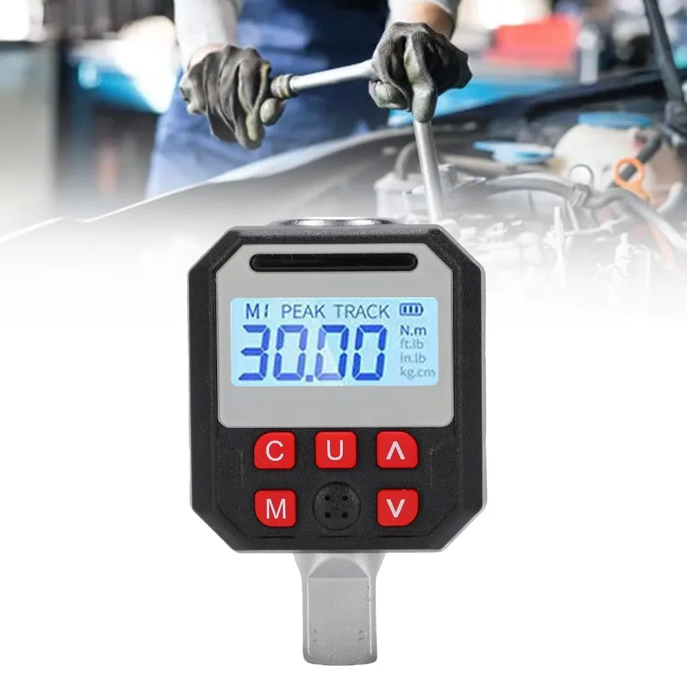1/2in Drive Digital Torque Adapter 17-340Nm Range Color LCD Display Torque Wrench Adapter 4 Units (Metric SAE) Storage Memory