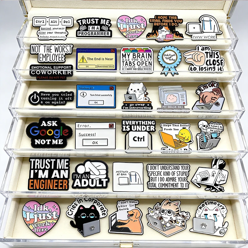 

Humor Office Work Quotes I'm OK Work Cat Enamel Pin Emotional Support Coworker I Don't Know What I'm Doing Work Dog Brooch Pin