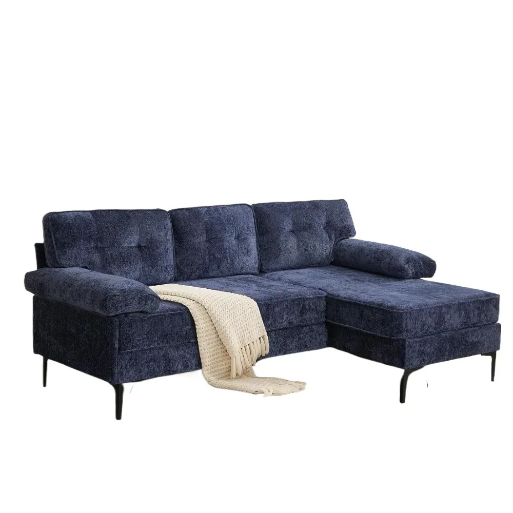 

%A L Shaped Couch with Reversible Chaise, Modern Chenille Sectional Sofa for Living Room, Comfy 3 Seat Sofa Couch