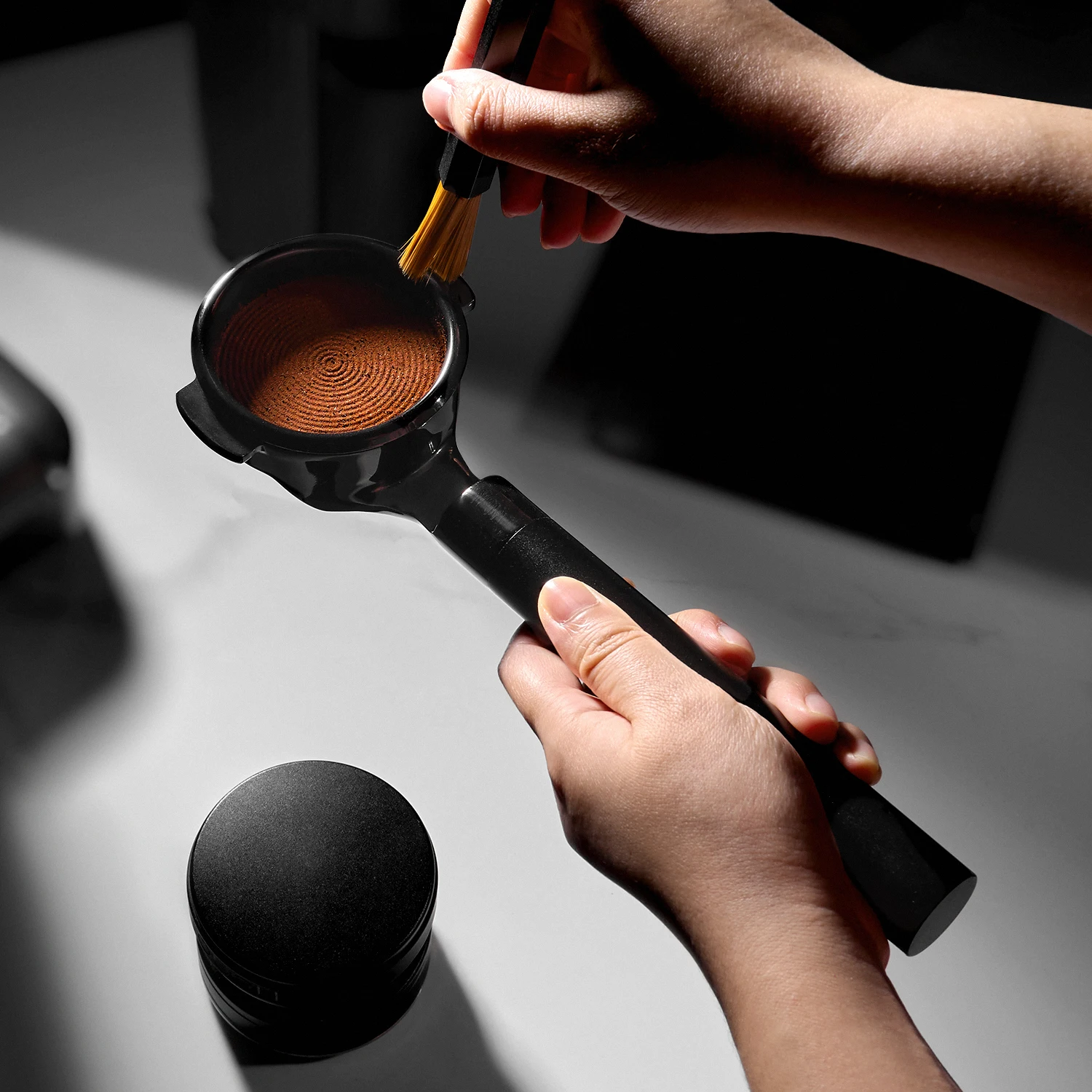 

304 Stainless Steel 58mm Bottomless Portafilter Flat Espresso Coffee Portafilter with Double Layer Basket