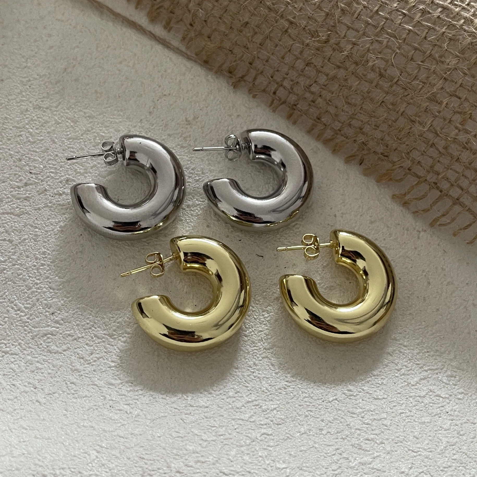 925 Sterling Silver Earrings For Women Trendy Simple Heavy Circle Earring Jewelry Prevent Allergy Party Christmas Accessories