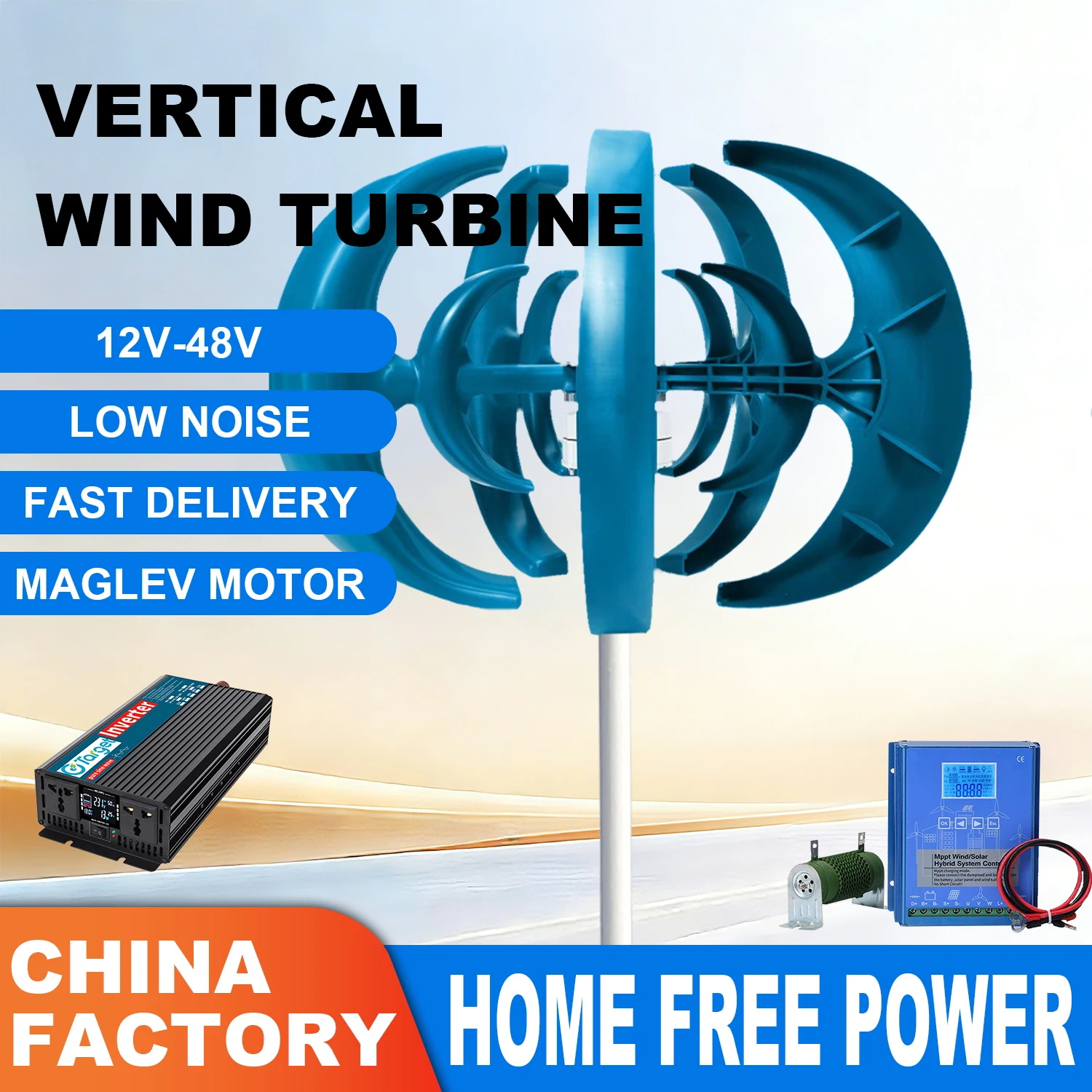 Farm 6KW Free Energy Wind Turbine Home 6000W 10000W 12V 24V 48V 96V Wind Generator Windmill Dynamo 3 Blades 3 Phases Vertical