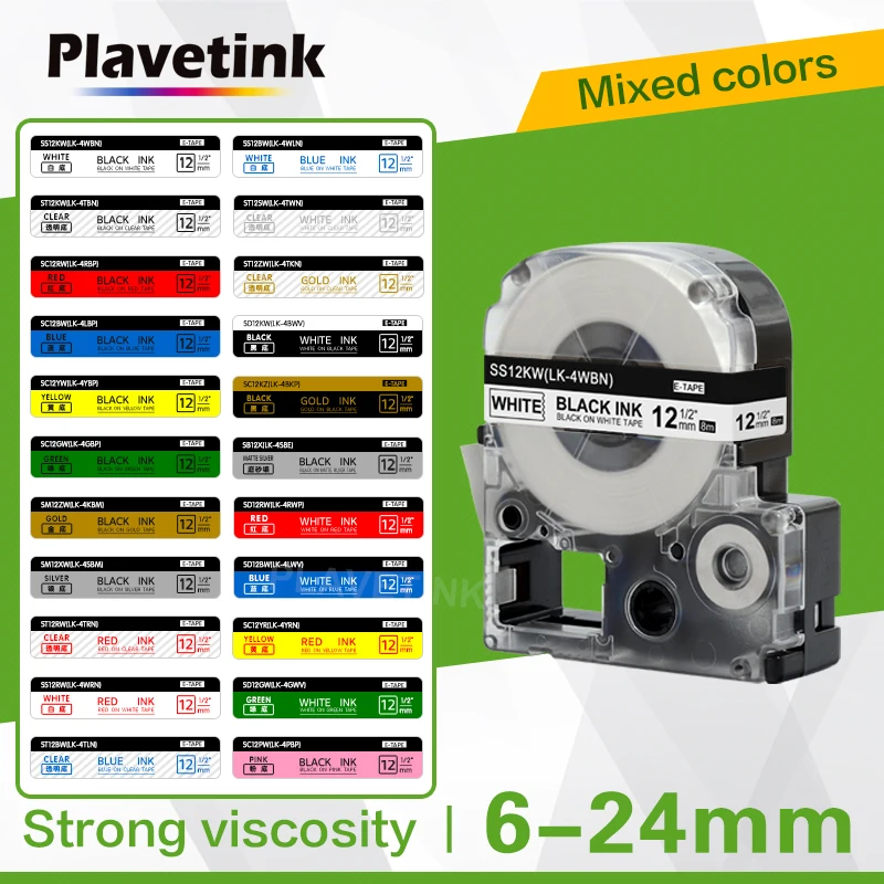 

1 шт. флуоресцентная лента SK12P SK12D SK12Y SK12G для Epson King Jim SS12KW, совместимая с Epson LabelWorks LW-300 400 Label Maker