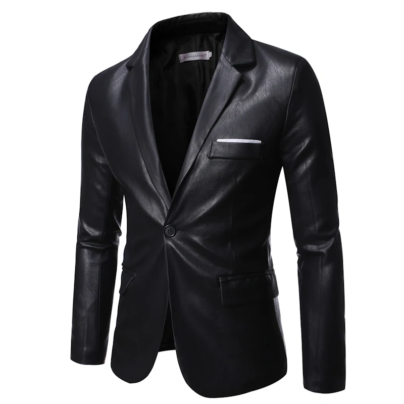 Herbst Winter herren Business Luxus Blazer Mode Bankett Leder Kleid Anzug Jacke Dünne Textur Hohe Qualität Pu Mantel 6XL