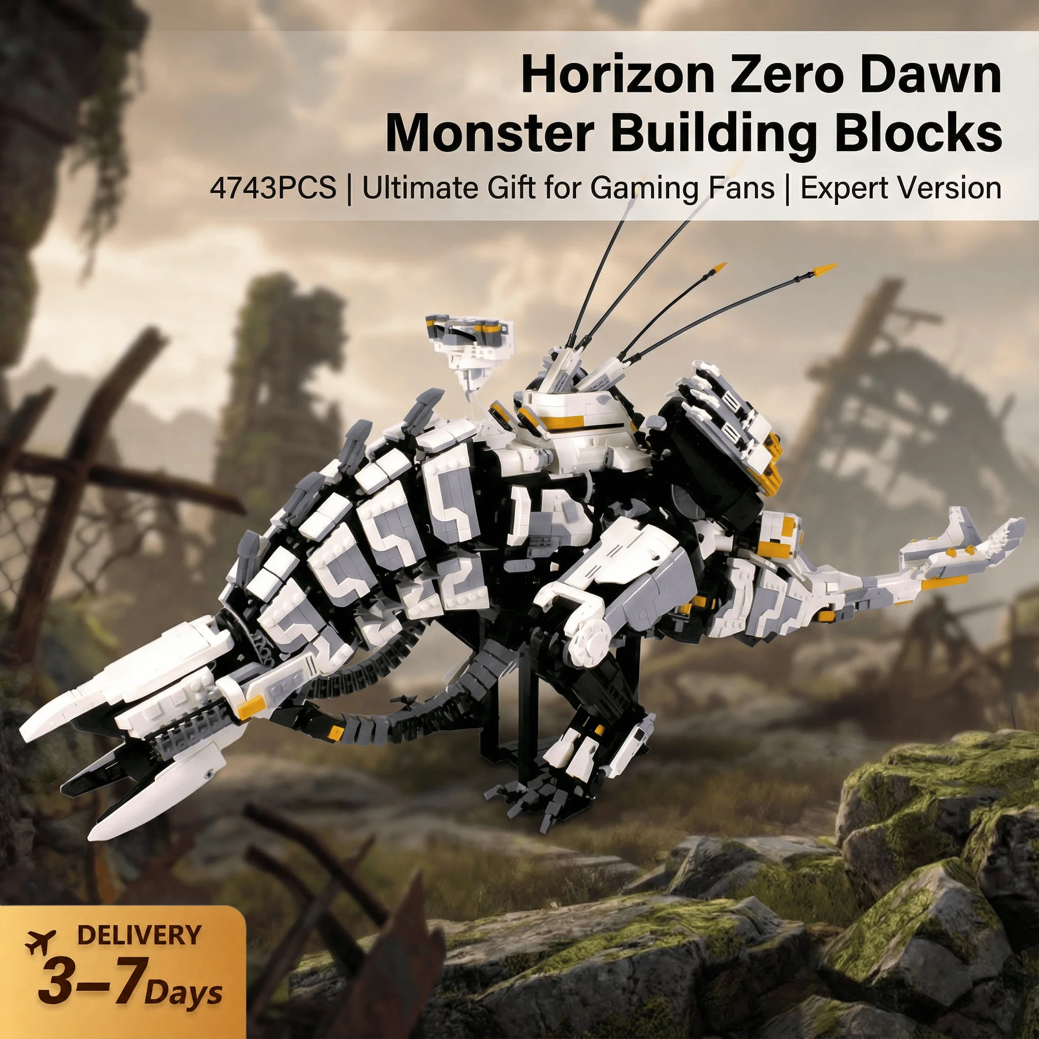 Horizon Zero Dawned Zahnmonster-Bausteine, Spiel-Experten-Version, Montagemodell, Ziegelsteine, Sammlung, kreatives Spielzeug, Geschenke für Erwachsene, 4743 Stück
