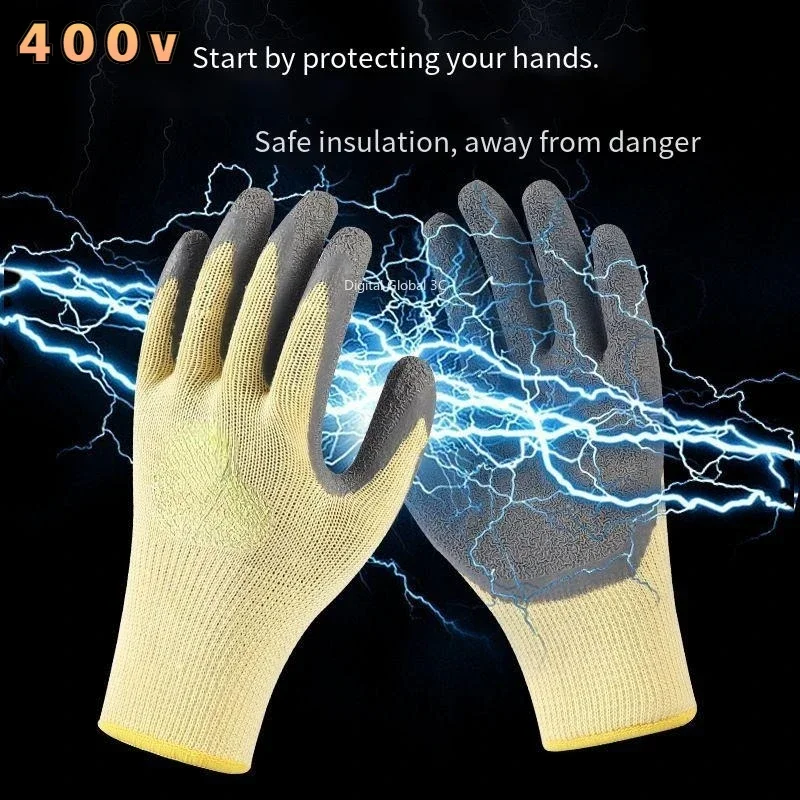 400v Insulating Gloves Anti-electricity Security Protection Gloves Rubber Electrician Work Non-slip Gloves Protection Travail