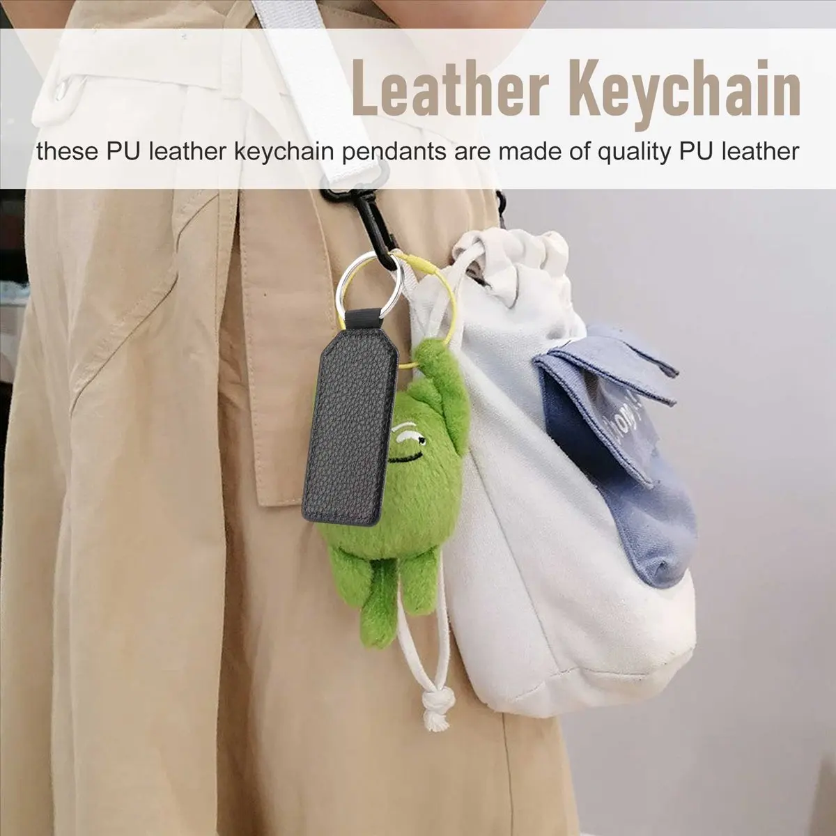 HITL 20 Pieces Sublimation Blank Keychains PU Leather Keychain Pendant Heat Transfer Keychain Ornament for DIY Crafts Making