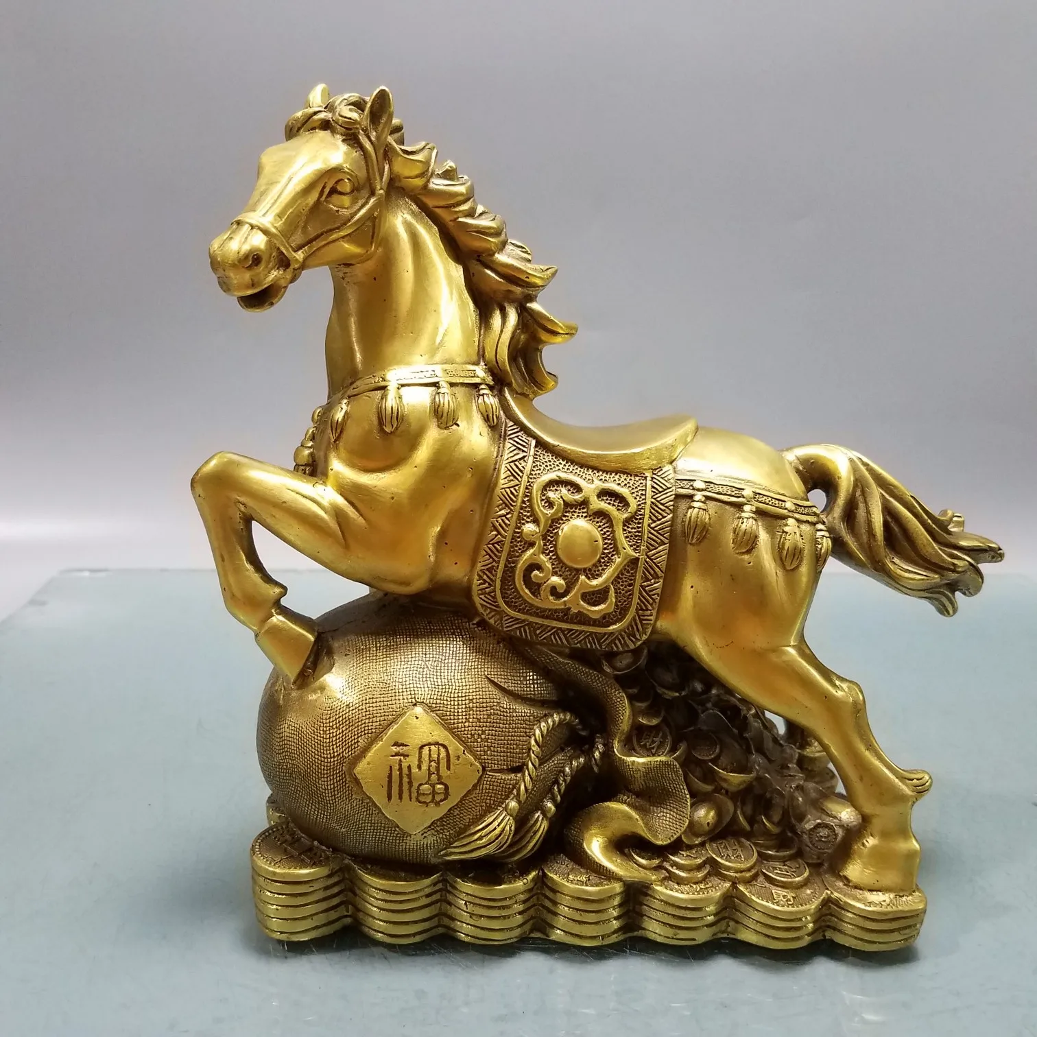 

Bronze statue Bronze statue of Ma Yuanbao Wealth Base 20X20X8 CM, 1.5 kg