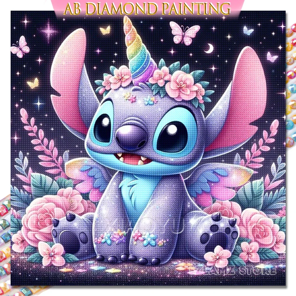 Disney Stitch Diamond Painting kit 5D AB Round Drills Fantasy Cartoon Flower Baby DIY Mosaic ricamo Cross-stitch Decor