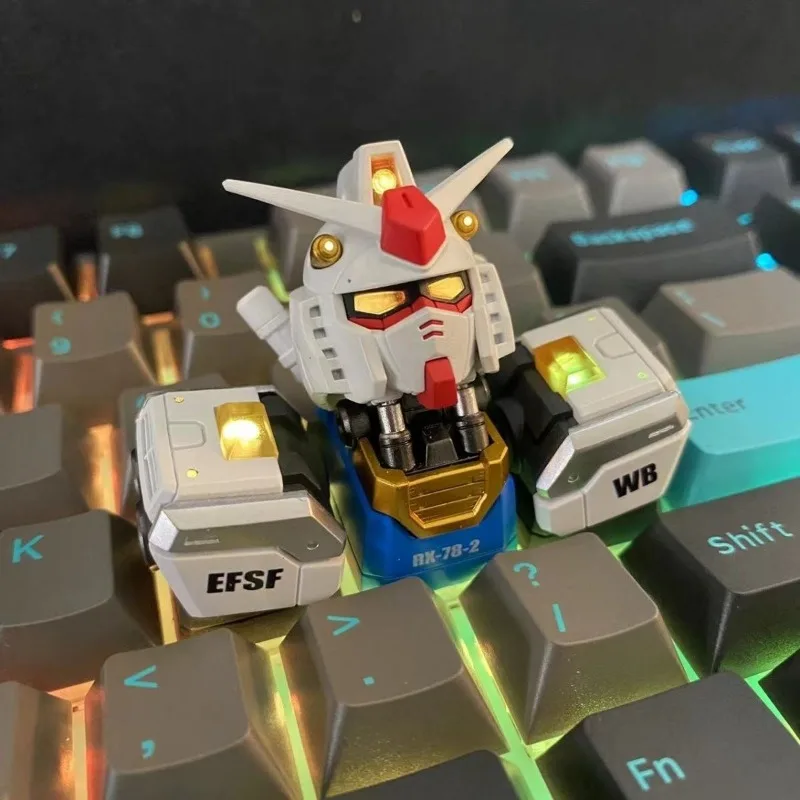 Mobile Suit Gundam Model Cartoon Glowing Translucent Personalized Keycaps Creative Keyboard Decoration Collection Gift Exquisite