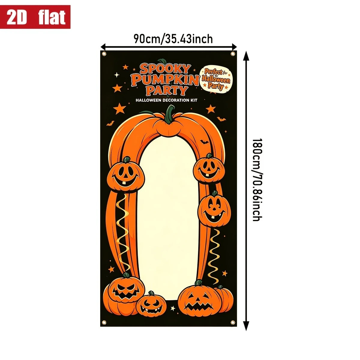 2D FLAT 1pc Jumbo Halloween Pumpkin Photo Booth Frame Banner, Spooky‑Themed Photo Background Cloth, Outdoor Wall Hanging Decor