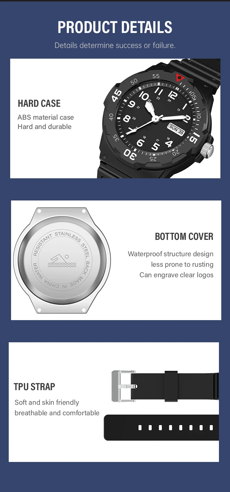 Student Watch 3ATM Waterproof Luminous Quartz Dial Rotatable Fashion Sports Watch Unisex