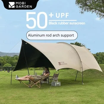 MOBI GARDEN 캠핑 햇빛가리개 텐트, 안티 비닐 캐노피 타프, 자외선 차단 50 + 대형 쉘터 터널 타입 옥스포드 D250 피크닉